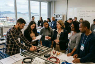 Participantes de curso de qualificação profissional do programa Qualifica Navega em Navegantes.